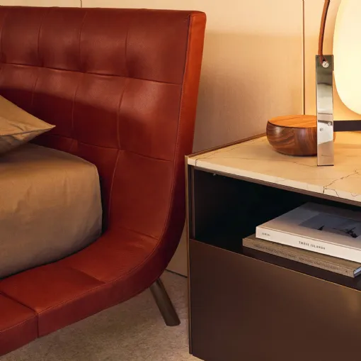 poliform wooden bedside table