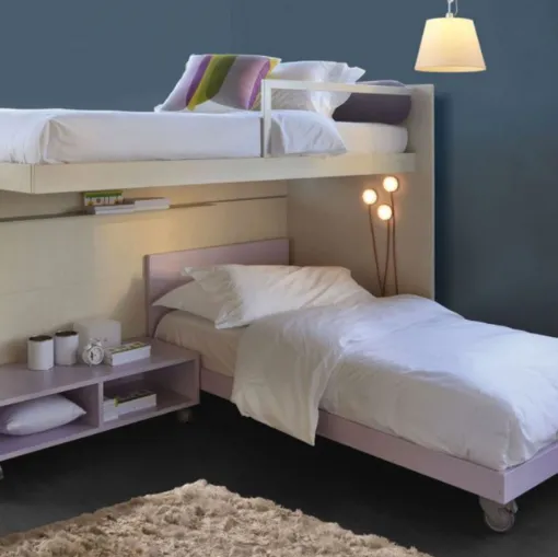 small bedroom with grass bunk bed