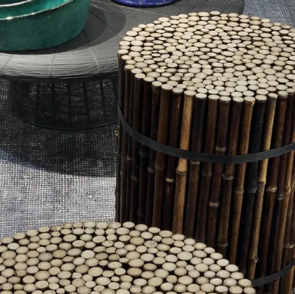 black 19 pouf in bamboo