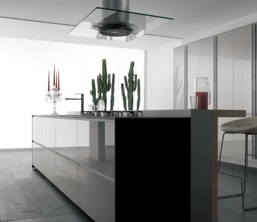valcucine artematic kitchen in white cloud glass
