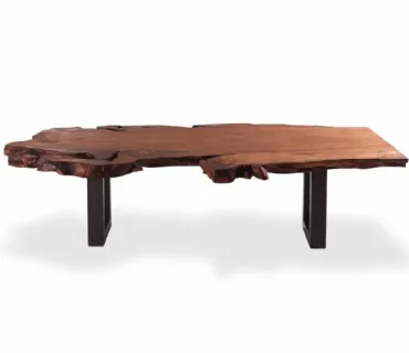 Wooden and iron table.