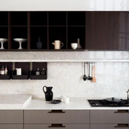 Dressup Line with shelf cover and back in Bianco Apuano seminato