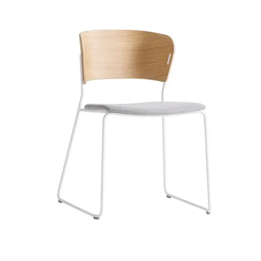 upholstered wooden chair with sled legs