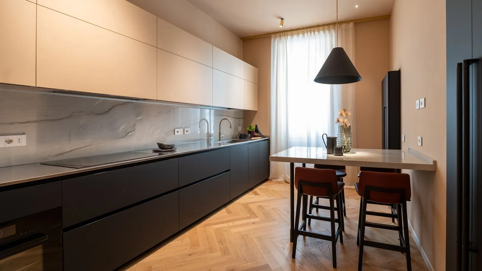 A kitchen designed for living space