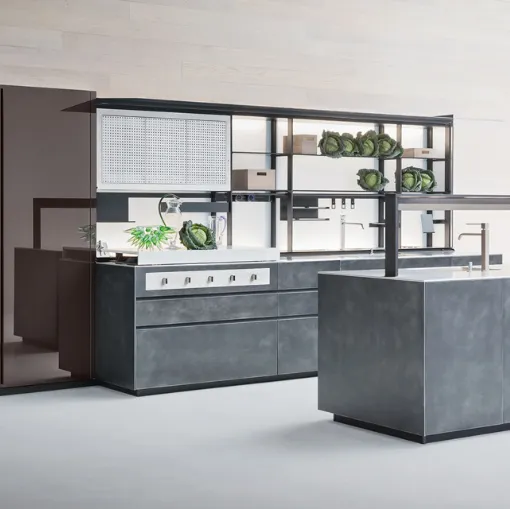 artematic kitchen in matt steel valcucine lacquer