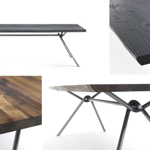 Riva 1920 table in wood and iron